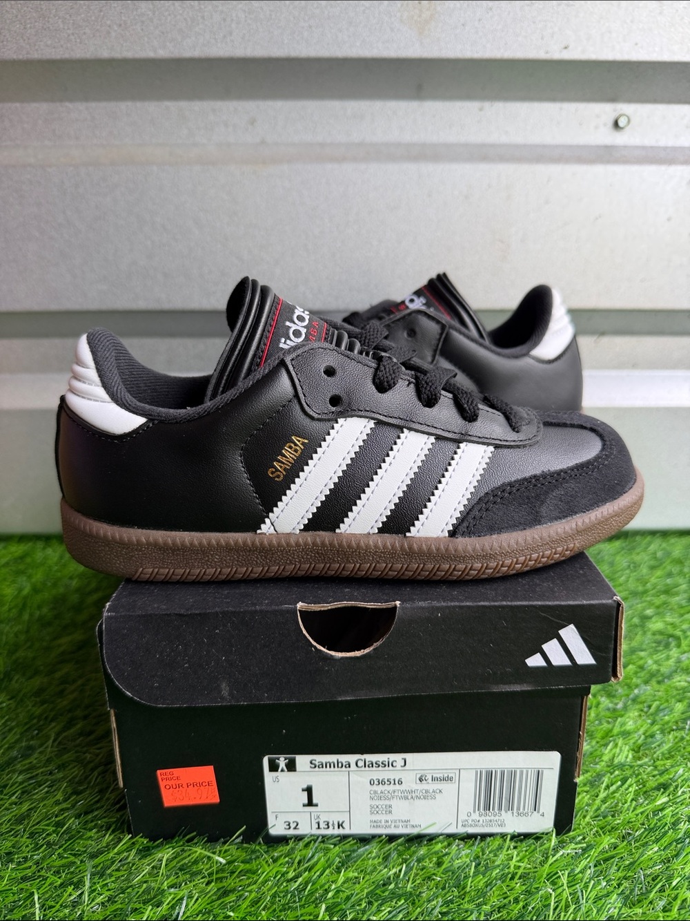 adidas Kids Samba Classic Sneakers in Black/White with Gum Sole
